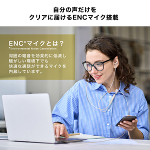 オーディオテクニカ ノイズキャンセリングUSB Type-C用イヤフォン ホワイト ATH-CKD7NC WH-イメージ6