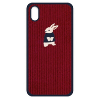 Design Skin iPhone XS Max用ケース CORDUROY BOUCLE BARTYPE ラビット/レッド DSK14720I65