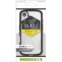 エレコム iPhone 16用TOUGH SLIM LITE ハイブリッドケース フレームカラー 背面ガラス ブラック PM-A24ATSLFCGBK