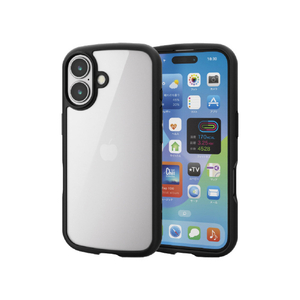 エレコム iPhone 16用TOUGH SLIM LITE ハイブリッドケース フレームカラー 背面ガラス ブラック PM-A24ATSLFCGBK-イメージ2