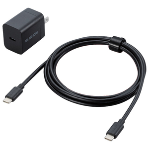 エレコム USB Power Delivery 20W AC充電器(C-Cケーブル付属/1．5m) ブラック MPA-ACCP7120BK-イメージ1