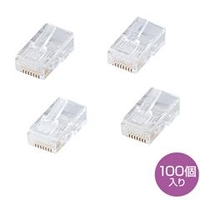 サンワサプライ RJ-45コネクタ（単線用・100個入り） ADT-RJ45-100LN