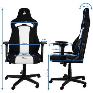 Nitro Concepts ゲーミングチェア E250 ブラック/ホワイト NC-E250-BW-ED-イメージ10