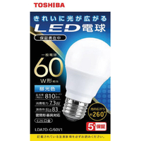 東芝 LED電球 E26口金 全光束810lm(7．3W一般電球 全方向タイプ) 昼光色相当 LDA7DG60V1