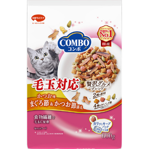 日本ペットフード コンボ キャット 毛玉対応 かつお味・まぐろ節・かつお節添え 600g(120g×5袋入) ｺﾝﾎﾞCｹﾀﾞﾏｶﾂｵ･ﾏｸﾞﾛ･ｶﾂｵ600G-イメージ1
