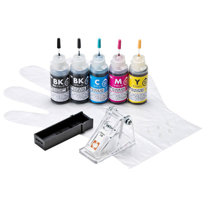 サンワサプライ 詰替えインク 5色セット(顔料ブラック・ブラック・シアン・マゼンタ・イエロー)・各30ml INK-C380S30S5-イメージ1