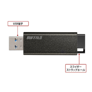 BUFFALO USB3．2(Gen1)USBメモリ ノック式 64GB オリジナル ブラック RUF3-KSE64GA-BK-イメージ3
