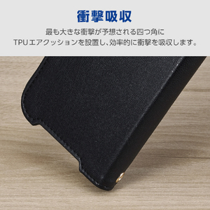 エレコム Google Pixel 10a用手帳型ケース 磁石付 耐衝撃 極限 ハンドストラップ付 ブラック PM-P261PLFY4KBK-イメージ2