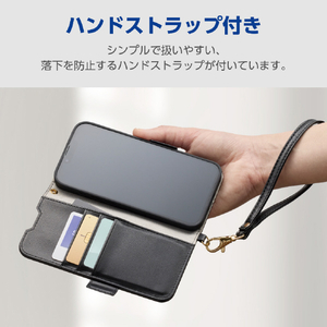 エレコム Google Pixel 10a用手帳型ケース 磁石付 耐衝撃 極限 ハンドストラップ付 ブラック PM-P261PLFY4KBK-イメージ7