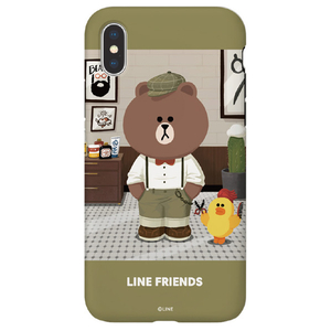 LINE FRIENDS iPhone XS/X用ケース テーマ ブラウン ピクチャー KCL-DBP001-イメージ1
