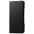 エレコム Xperia 10 VII用手帳型ケース 薄型 磁石付 カーボンブラック PM-X252PLFUCB
