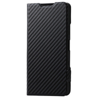 エレコム Xperia 10 VII用手帳型ケース 薄型 磁石付 カーボンブラック PM-X252PLFUCB
