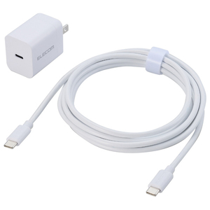 エレコム USB Power Delivery 20W AC充電器(C-Cケーブル付属/2．5m) ホワイト MPA-ACCP7220WH-イメージ1