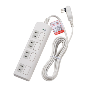 エルパ 耐雷フラットスイッチ付タップ(4個口・2m) WBS-LS402F(W)-イメージ1