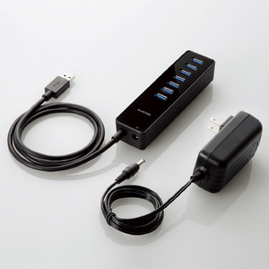 エレコム 7ポートUSB3.0ハブ(マグネット・セルフパワータイプ) ブラック U3H-T719SBK エレコム 7ポートUSB3.0ハブ(マグネット・セルフパワータイプ) ブラック U3H-T719SBK
