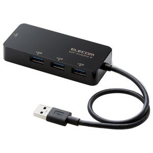 エレコム USB-A 1Gbps有線LANアダプター[USBハブ付き] ブラック EDC-GUA3H2-B-イメージ1