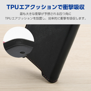 エレコム Google Pixel 10a用手帳型ケース 磁石付 耐衝撃 極限 ステッチ ブラック PM-P261PLFYKBK-イメージ2
