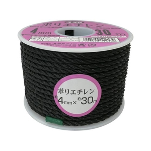 ユタカメイク ロープ PEカラーロープボビン巻 4mm×30m ブラック FC180FX-7541490-イメージ1