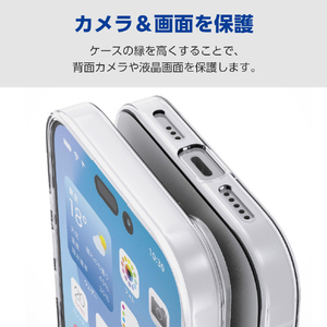 エレコム iPhone17e/16e用 ソフトケース メタルステッカー付 クリア PM-A25SUCTCR-イメージ4