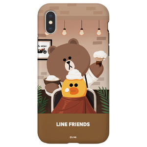 LINE FRIENDS iPhone XS/X用ケース テーマ ブラウン ヘアドレッサー KCL-DBS001-イメージ1