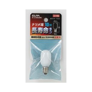 ELPA 10W・E12口金 長寿命ナツメ球 ホワイト 1個入り G-L14H(W)-イメージ1
