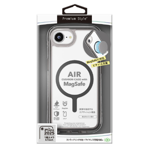 PGA iPhone 16e用MagSafe対応 エアクッションケース グラファイト PG-25KMA01BK-イメージ1