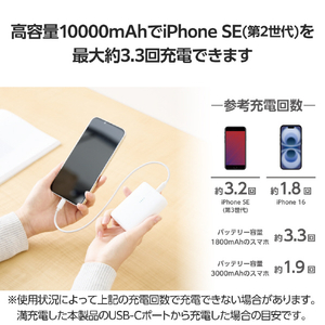 エレコム コンパクトモバイルバッテリー(10000mAh/30W) しろちゃん DE-C69L-10000WF-イメージ5