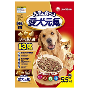 ユニ・チャームペットケア 愛犬元気 13歳以上用ささみ・ビーフ・緑黄色野菜・小魚入り 5．5kg ｱｲｹﾝｹﾞﾝｷ13ｻｲｻｻﾐﾋﾞ-ﾌ5.5KG-イメージ1