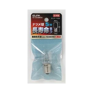 エルパ 5W・E17口金 長寿命ナツメ球 クリア 1個入り G-L123H(C)-イメージ1