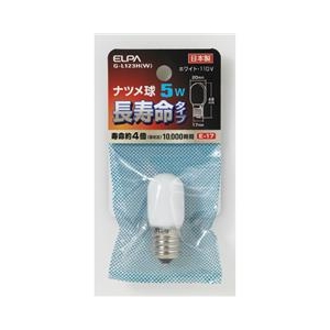 エルパ 5W・E17口金 長寿命ナツメ球 ホワイト 1個入り G-L123H(W)-イメージ1