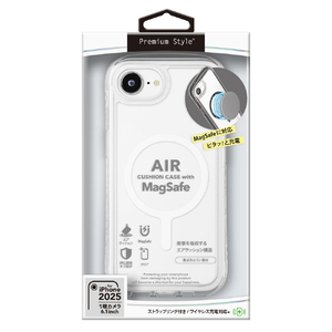 PGA iPhone 16e用MagSafe対応 エアクッションケース スノー PG-25KMA04CL-イメージ1