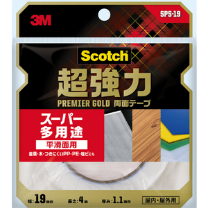 ３Ｍ スコッチ　超強力両面テープ　プレミアゴールド　スーパー多用途　 １９ｍｍ×４ｍ SPS-19-イメージ2