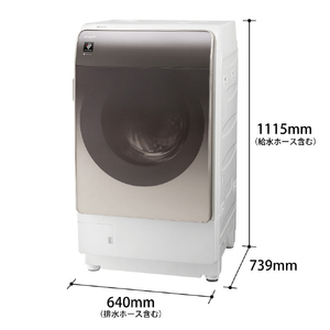 シャープ 【右開き】11.0kgドラム式洗濯乾燥機 アッシュゴールド ESV11BNR-イメージ2