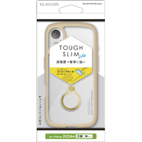 エレコム iPhone 16用TOUGH SLIM LITE ハイブリッドケース フレームカラー リング付 カフェオレ PM-A24ATSLFCRBE