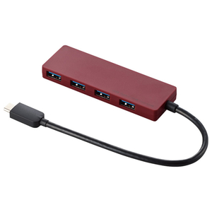 エレコム USB Type-C接続USB3．1ハブ(4ポート・15cm) レッド U3HC-A429BXRD-イメージ1