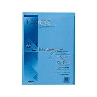 コクヨ クリヤーホルダー〈ポケット2〉PP A4(A3・二つ折り) 青 5冊 F818060-ﾌ-T755B