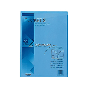 コクヨ クリヤーホルダー〈ポケット2〉PP A4(A3・二つ折り) 青 5冊 F818060-ﾌ-T755B-イメージ1