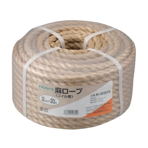 トラスコ中山 麻ロープ 3つ打 線径12mm×長さ30m FC471GZ-5113377-イメージ1
