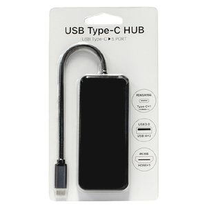 イツワ商事 Type-C(1ポート)/USB(3ポート)/HDMI(1ポート) ケーブル一体型Type-Cハブ ブラック MPH2101BK-イメージ1