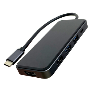 イツワ商事 Type-C(1ポート)/USB(3ポート)/HDMI(1ポート) ケーブル一体型Type-Cハブ ブラック MPH2101BK-イメージ3