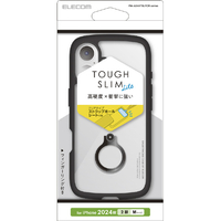 エレコム iPhone 16用TOUGH SLIM LITE ハイブリッドケース フレームカラー リング付 ブラック PM-A24ATSLFCRBK