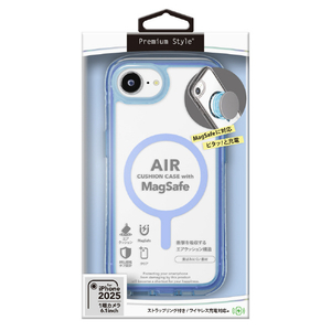 PGA iPhone 16e用MagSafe対応 エアクッションケース ネオンブルー PG-25KMA07BL-イメージ1