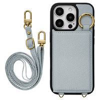 ラスタバナナ iPhone 16 Pro用ILBE TPUケース ミラー＋カードポケット ショルダーストラップ付き ブルー 8250IP461PHPBL