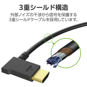 エレコム HIGH SPEED HDMIケーブル(L字コネクター/左向き) 2．0m ブラック CAC-HD14EYL20BK-イメージ8