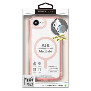 PGA iPhone 16e用MagSafe対応 エアクッションケース ネオンピンク PG-25KMA08PK-イメージ1