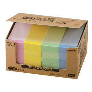 ニチバン ポイントメモビジネスパック 75*25 4色ミックス20冊 F821246-FB-2KP-イメージ1