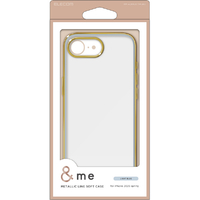 エレコム iPhone 16e用&me ソフトケース メタリックライン ライトブルー PM-A25SUCTMLBU
