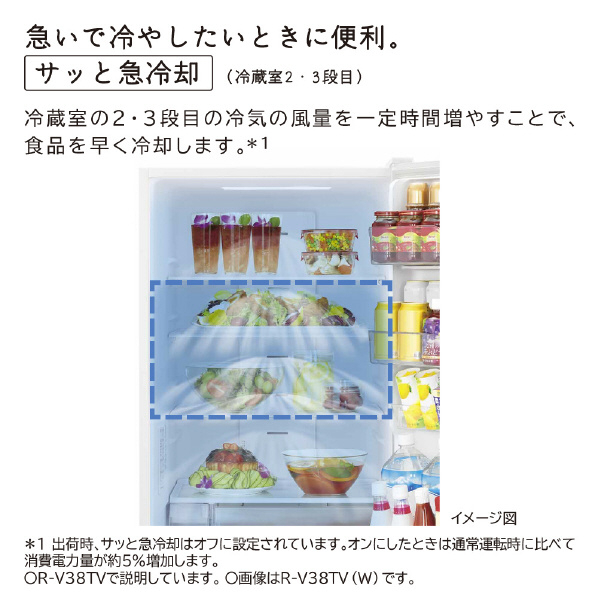 日立 【右開き】375L 3ドア冷蔵庫 ライトゴールド RV38TVN 右開き 375L 75L