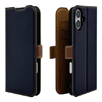 ラスタバナナ iPhone 16 Plus用薄型手帳サイドマグネットケース ネイビー×ブラウン 8252IP467BSMNVB