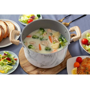 ＬＩＶ ＰＬＵＳ ベストコ 両手鍋 22cm シチューポット ホワイト 大理石柄 FCE264W-NX-143-イメージ3